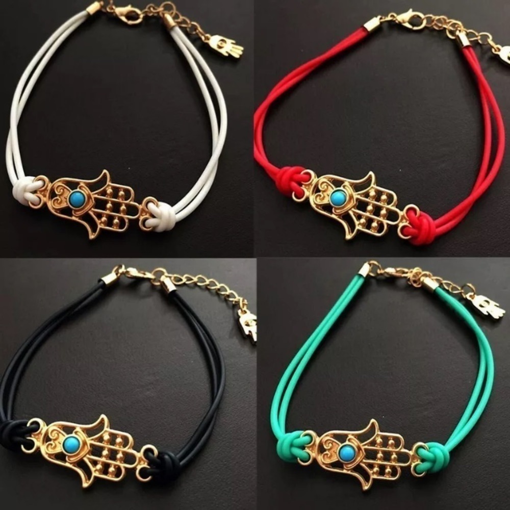 NWT🧿Hamsa Evil Eye Lucky Boho Gold Bead Nracelet - Picture 8 of 8